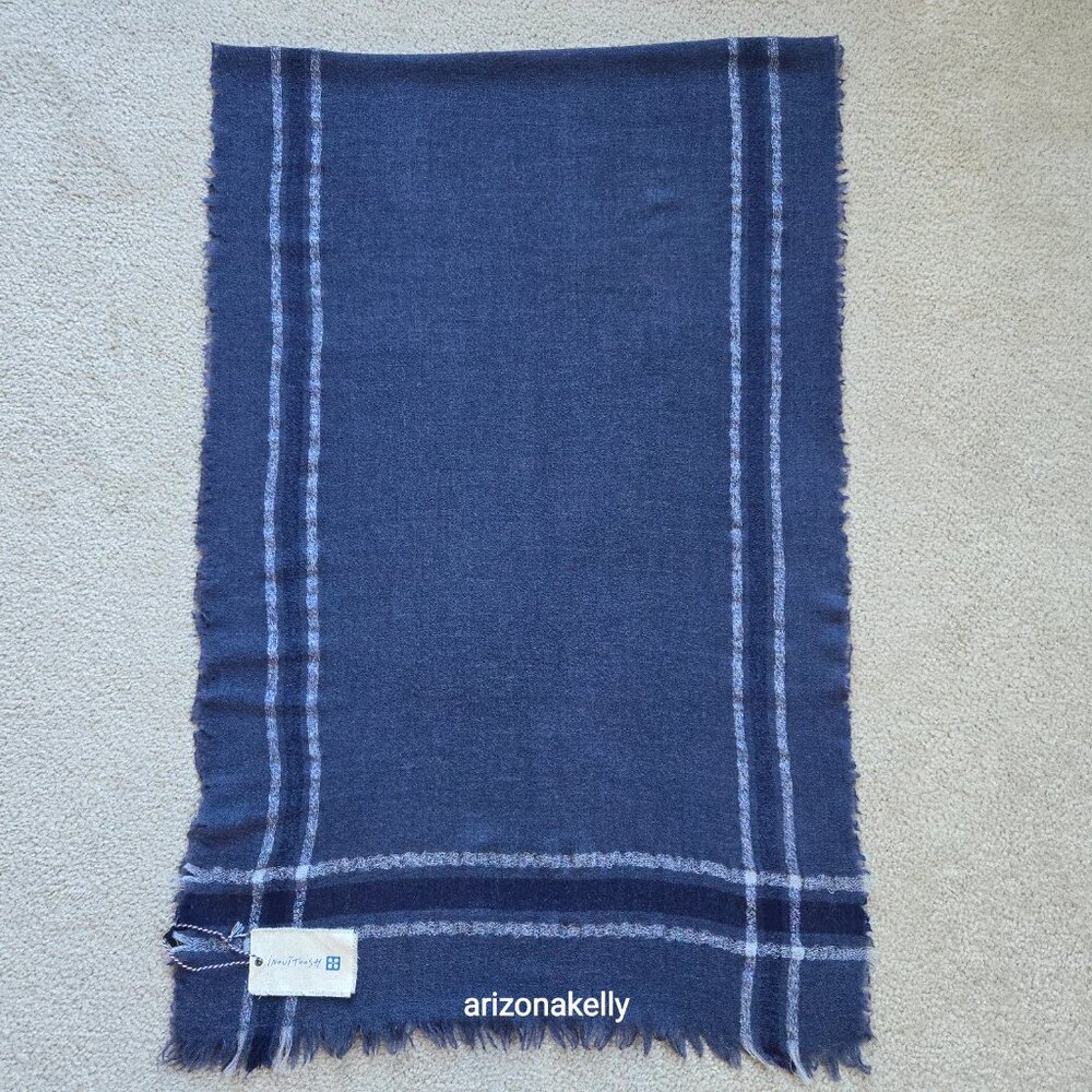 NWT Inouitoosh Wool Scarf Inoui Editions Blue White - Picture 2 of 16